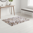 Bosie Safira Small Grey Hair on Leather Chevron Patchwork Rug