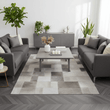 Bosie Safira Large Grey Hair on Leather Patchwork Rug