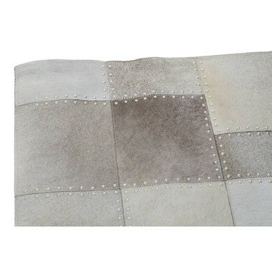 Bosie Safira Small Grey Hair on Leather Patchwork Rug