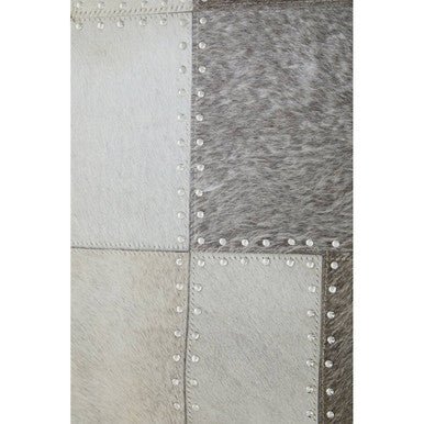 Bosie Safira Small Grey Hair on Leather Patchwork Rug