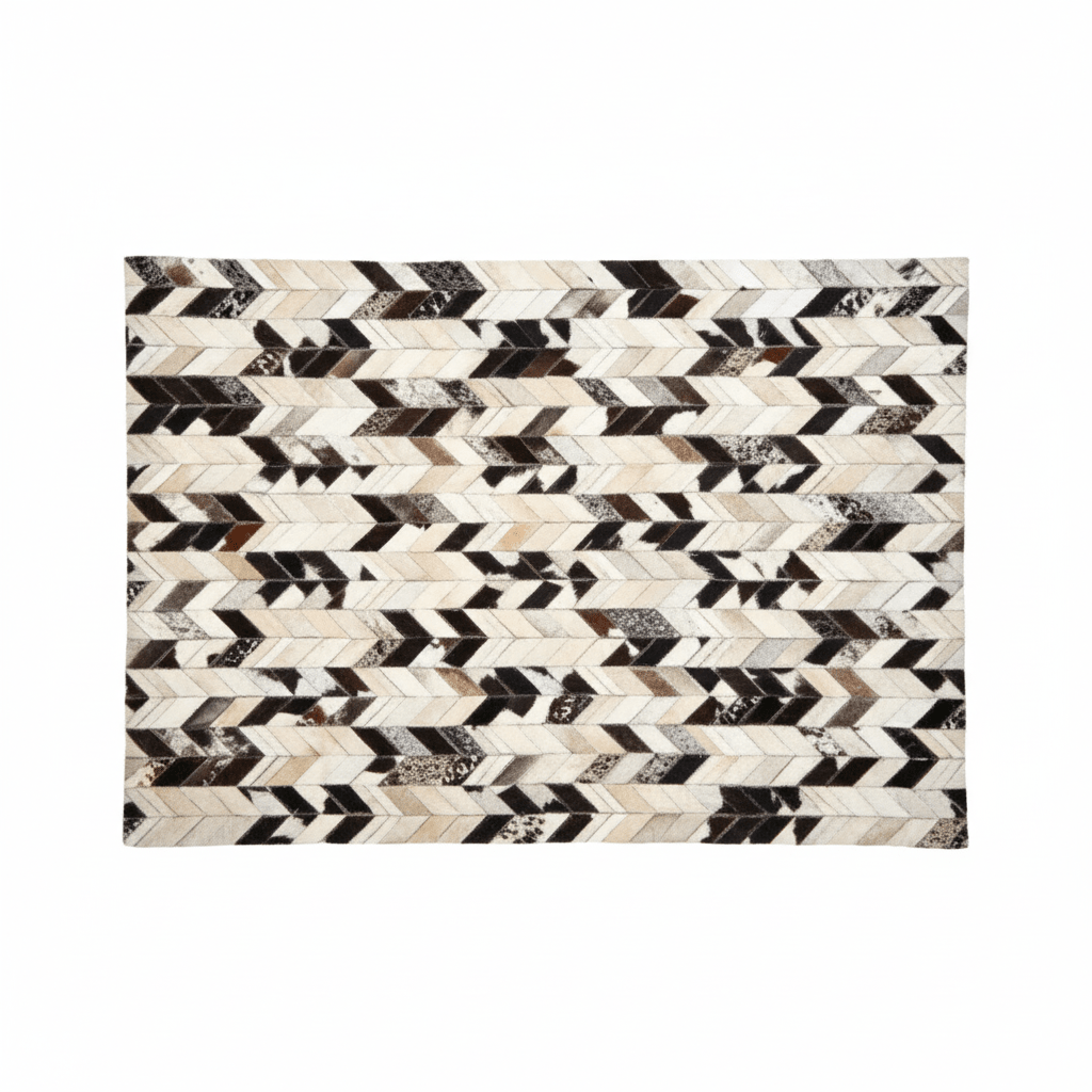 Bosie Safira Small Hair on Leather Chevron Patchwork Rug
