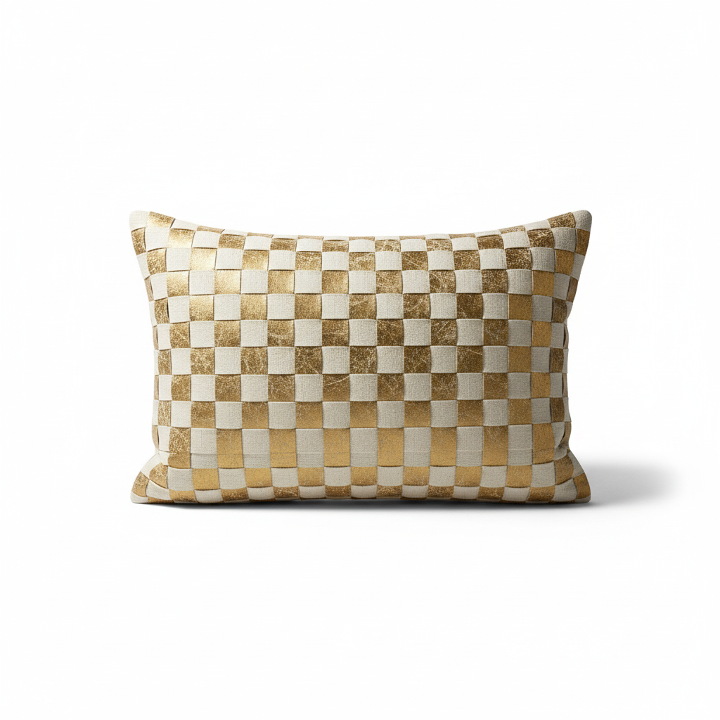 Bosie Kensington Townhouse Cream And Gold Check Cushion