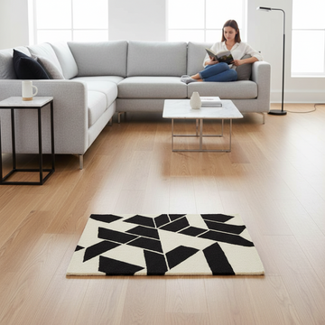 Bosie Milana Small Black and White Geometric Rug