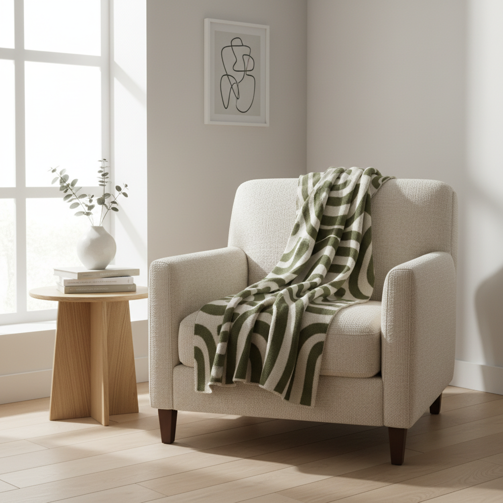 Bosie Ozella Natural And Green Throw