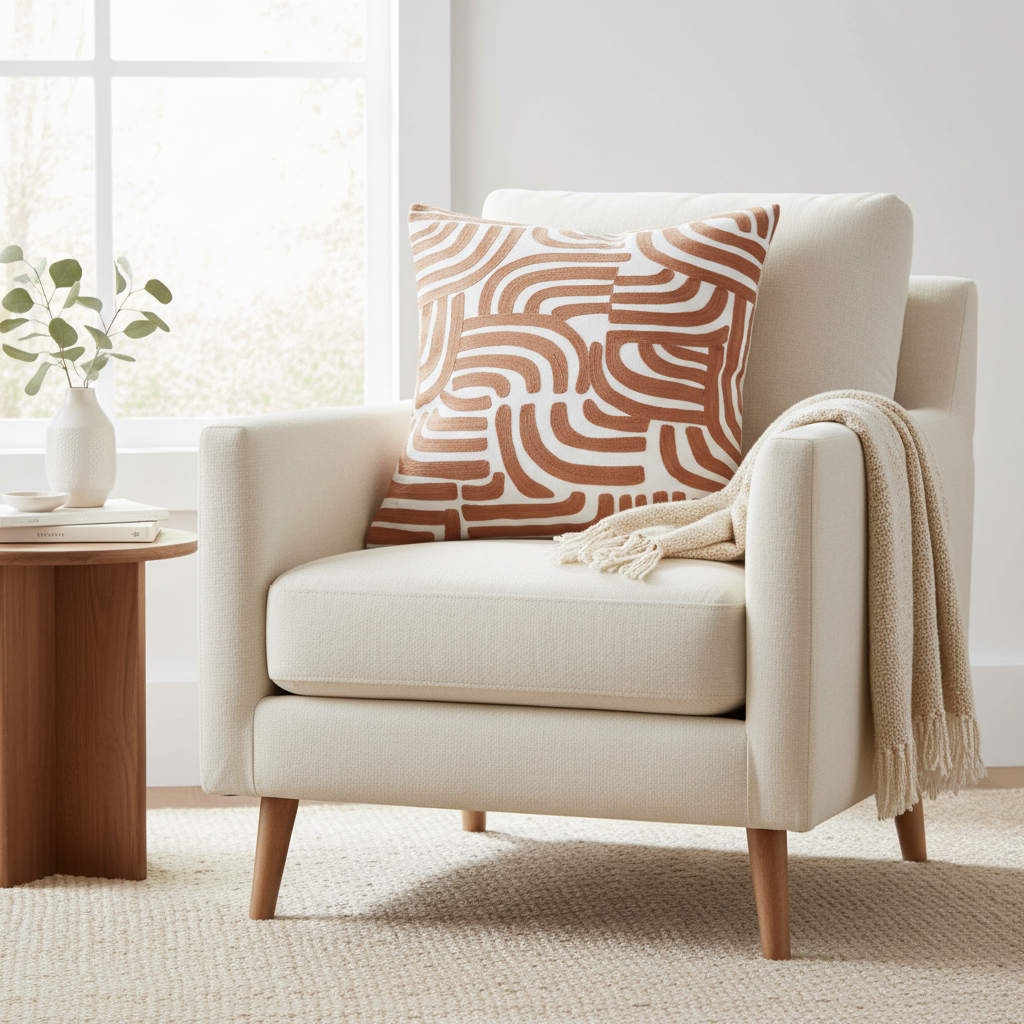 Bosie Ozella Natural And Terracotta Square Cushion