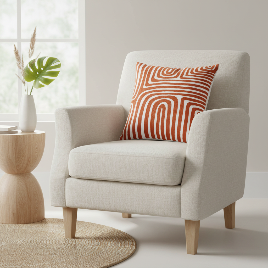 Bosie Ozella Rust And White Cushion