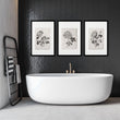 Botanical Artwork Neutral Chrysanthemum Ink-Style Floral wall art displayed on a wall in a styled room — view 10