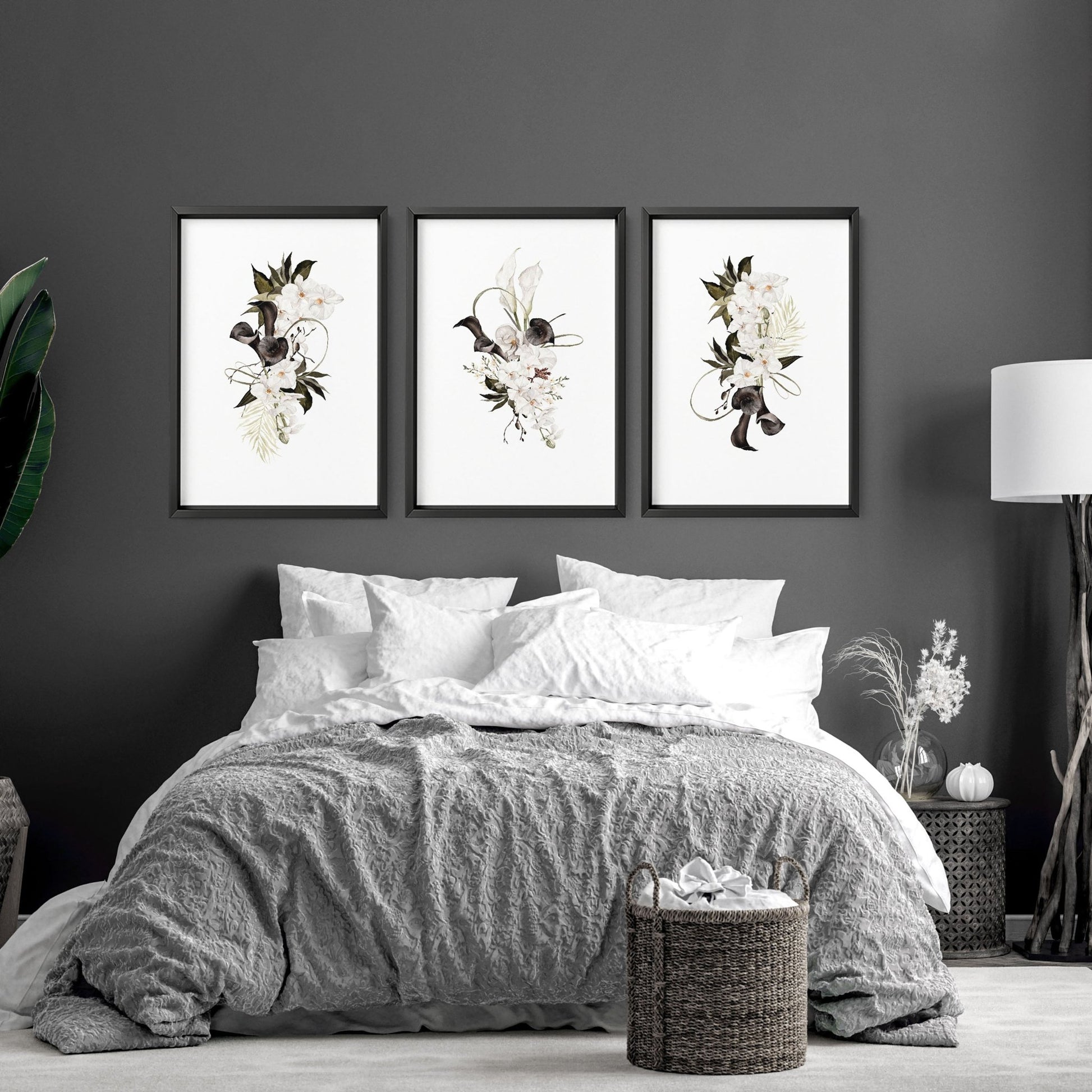 Botanical Bedroom Decor | Set of 3 wall art prints