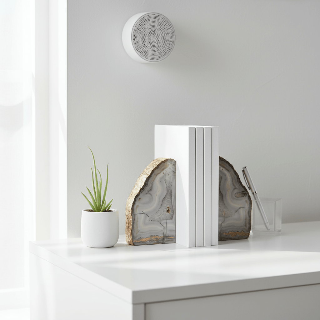 Bowerbird Agata Grey And Gold Bookends
