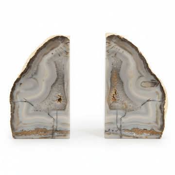Bowerbird Agata Grey And Gold Bookends
