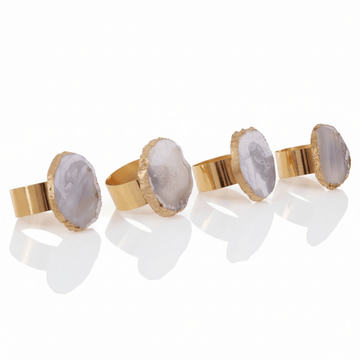 Bowerbird Agata Grey And Gold Napkin Rings