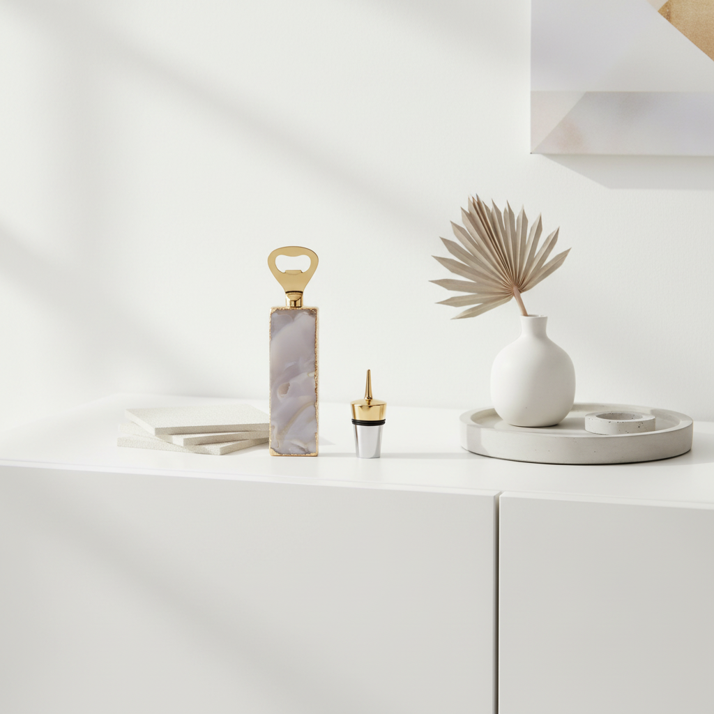 Bowerbird Agata Natural Bottle Opener And Stopper Set