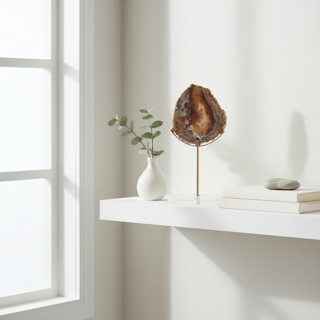 Bowerbird Black And Gold Agate Sculpture