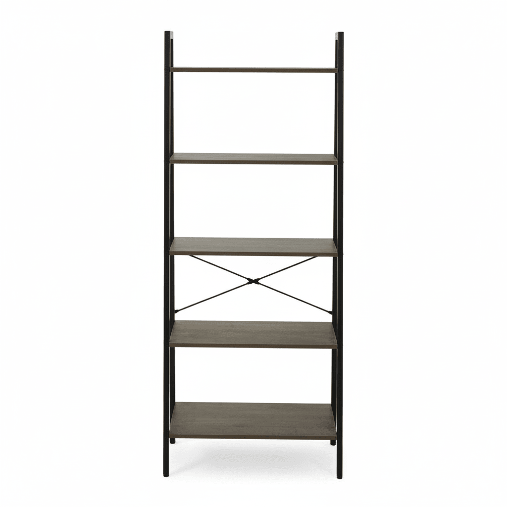 Bradbury Five Tier Dark Oak Veneer Ladder Shelf Unit
