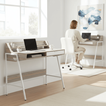 Bradbury Light Oak Veneer Desk With Drawers
