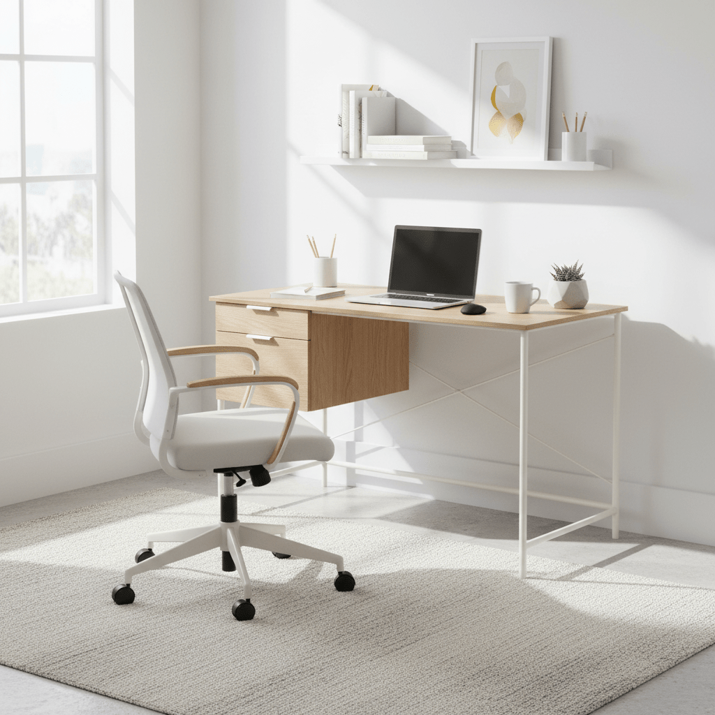 Bradbury Light Oak Veneer Desk With Drawers