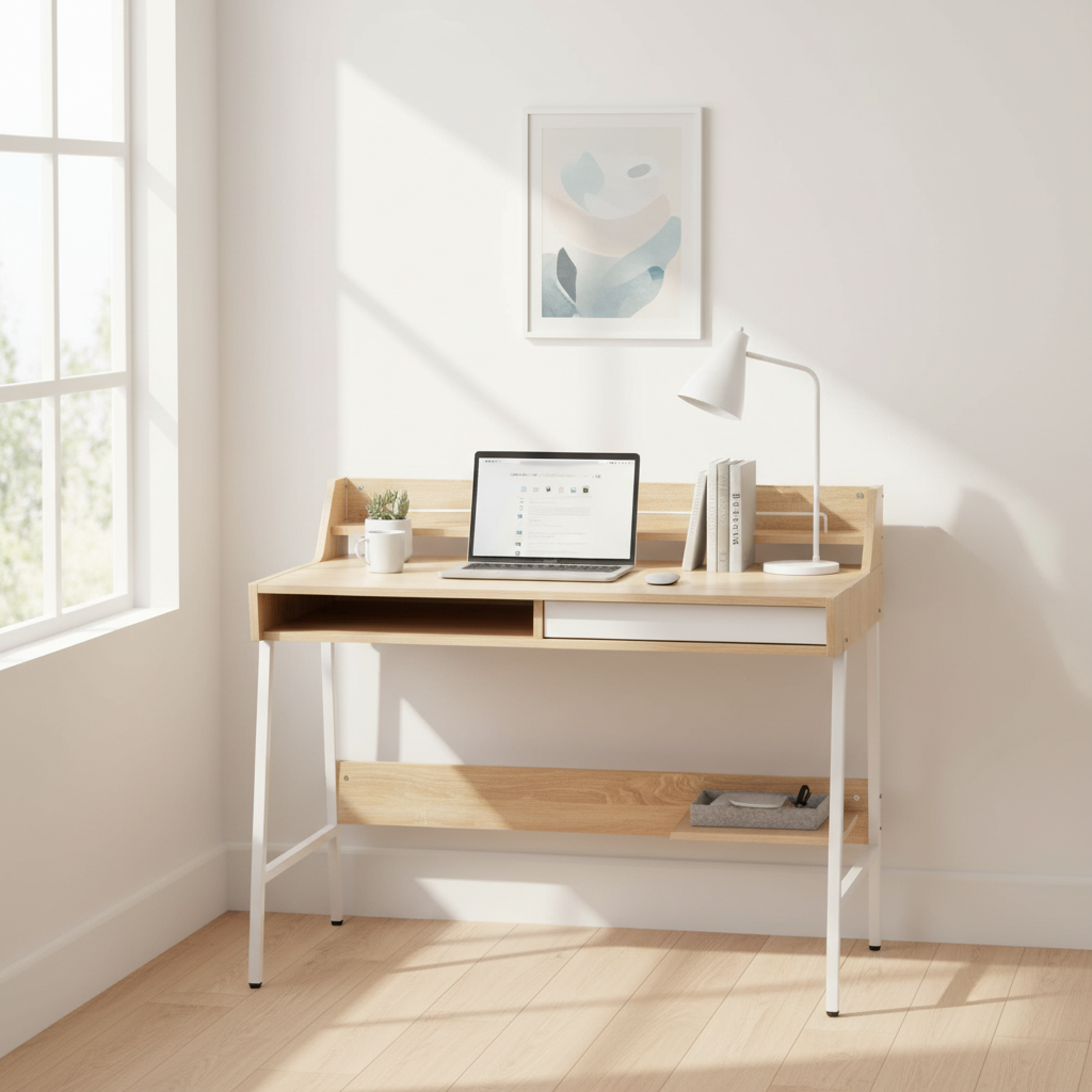 Bradbury Natural Oak Veneer Desk With Drawers