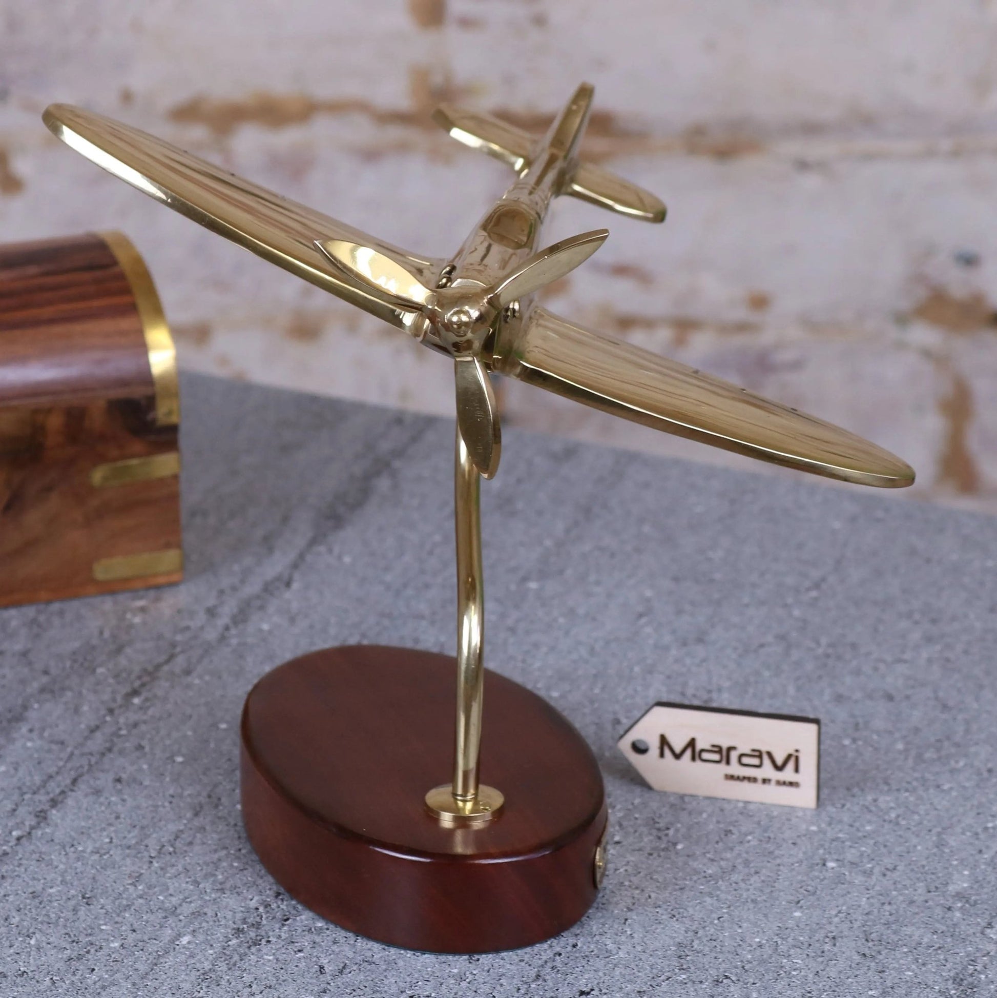 Brass Spitfire Model With Churchill Quote Plaque
