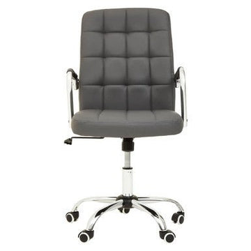 Brent Grey Leather Effect And Chrome Home office Chair