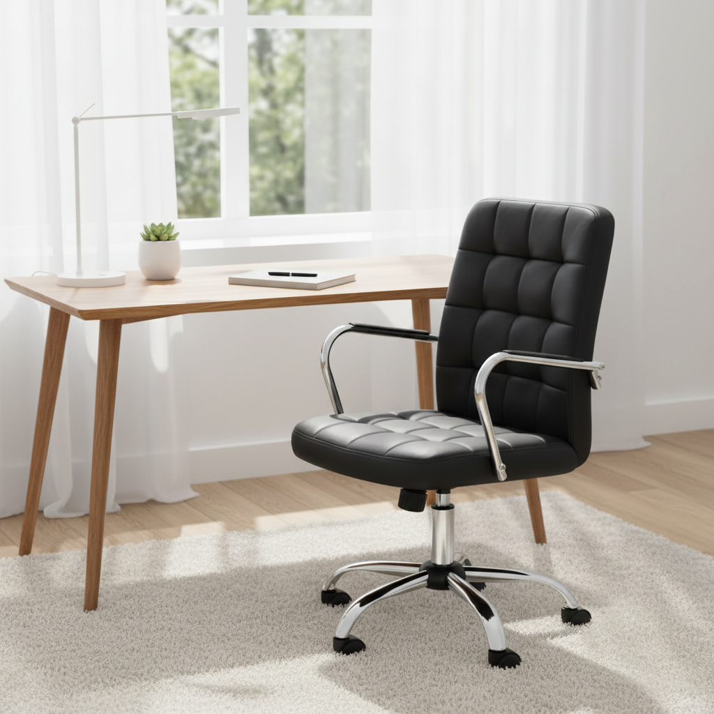 Brent Black Tufted Home office Chair