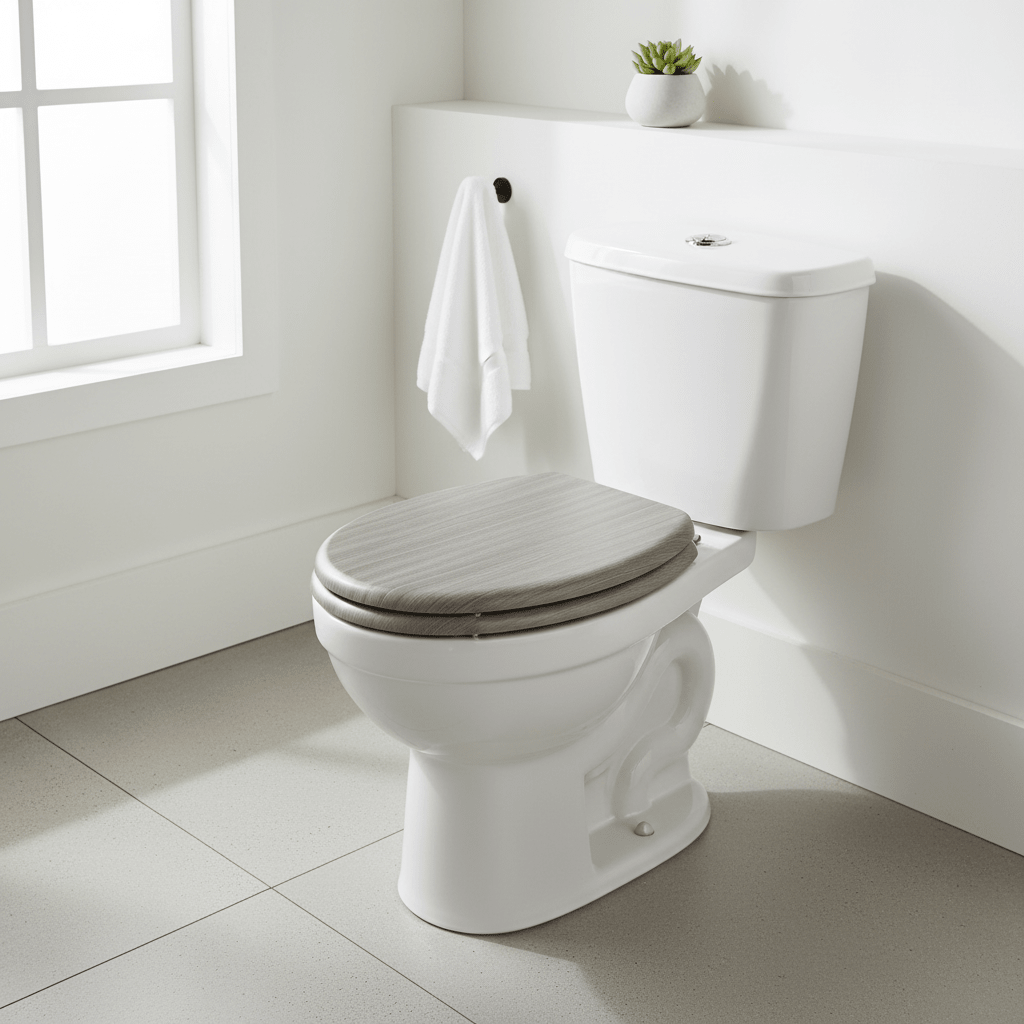 Brooks Grey Wood Toilet Seat