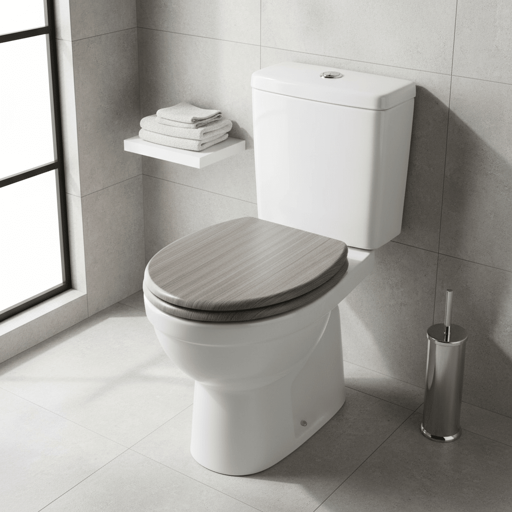 Brooks Grey Wood Toilet Seat