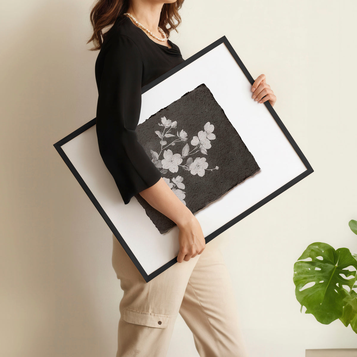 Brown Wall Art Rustic Botanical Wildflowers & Blossom Tree wall art displayed on a wall in a styled room — view 11