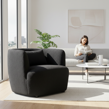 Bruge Textured Black Curved Chair