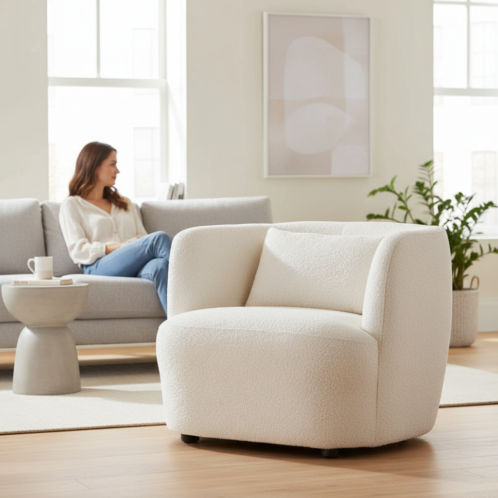Bruge Textured Cream Curved Chair