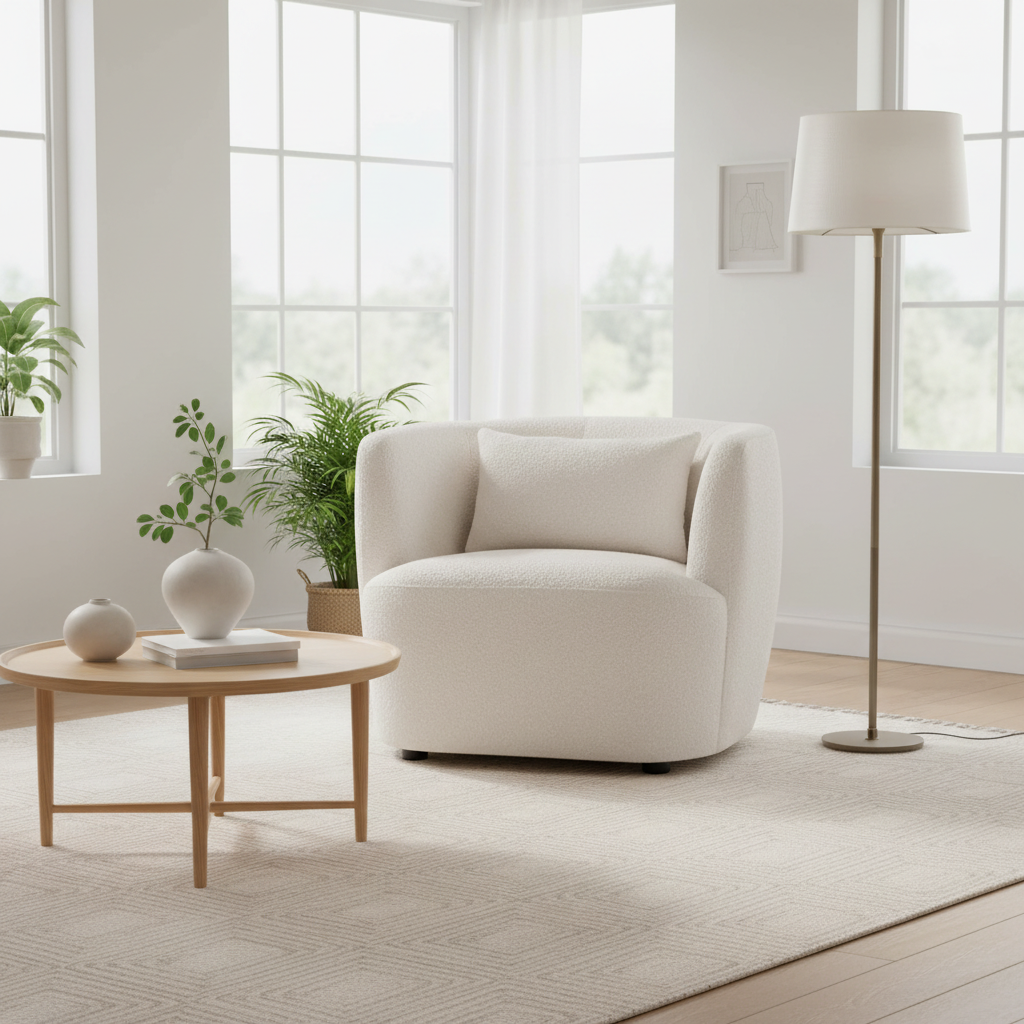 Bruge Textured Cream Curved Chair