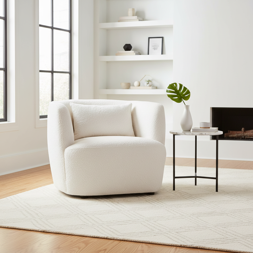 Bruge Textured Cream Curved Chair