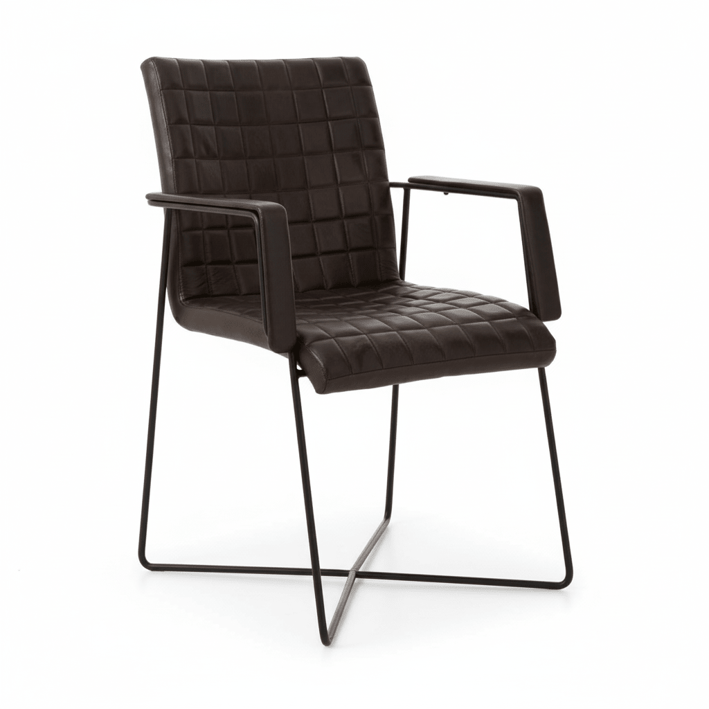 Buffalo Black Leather Weave Chair