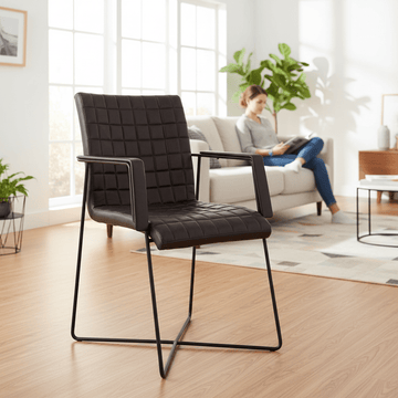 Buffalo Black Leather Weave Chair