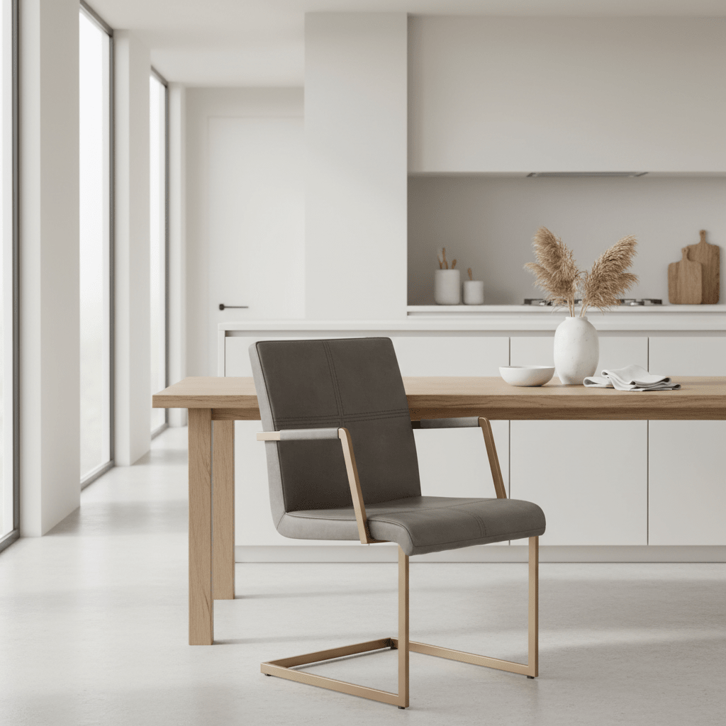 Buffalo Grey Leather Cantilever Dining Chair