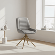 Buffalo Grey Leather Chair With Gold Finish Legs