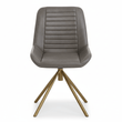 Buffalo Grey Leather Chair With Gold Finish Legs