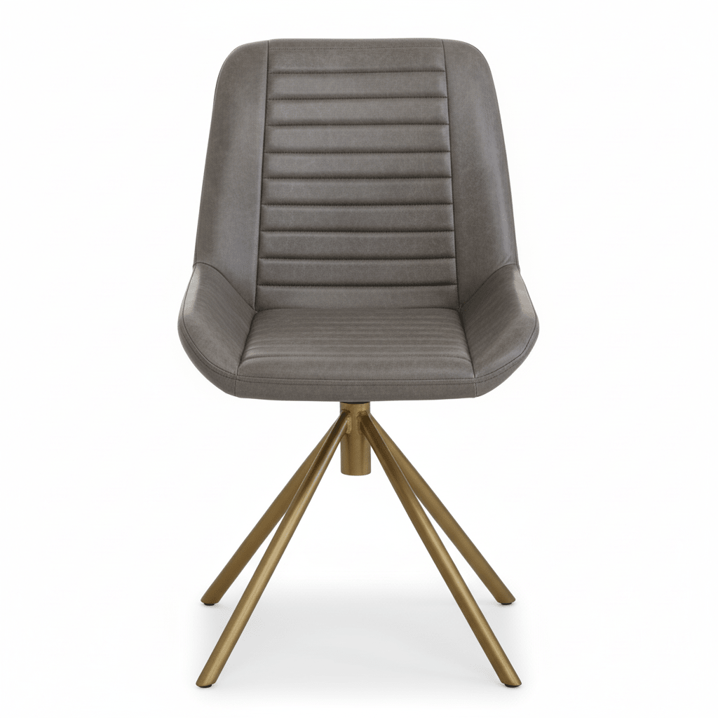 Buffalo Grey Leather Chair With Gold Finish Legs