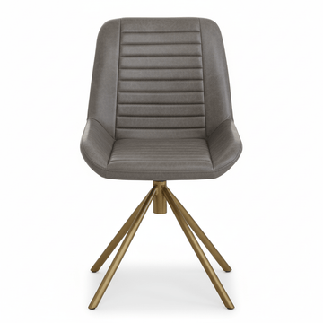 Buffalo Grey Leather Chair With Gold Finish Legs