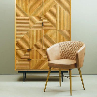 Buffalo Grey Leather Chair With Gold Finish Legs