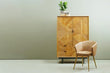 Buffalo Grey Leather Chair With Gold Finish Legs