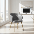 Buffalo Grey Leather Chair With Gold Finish Legs