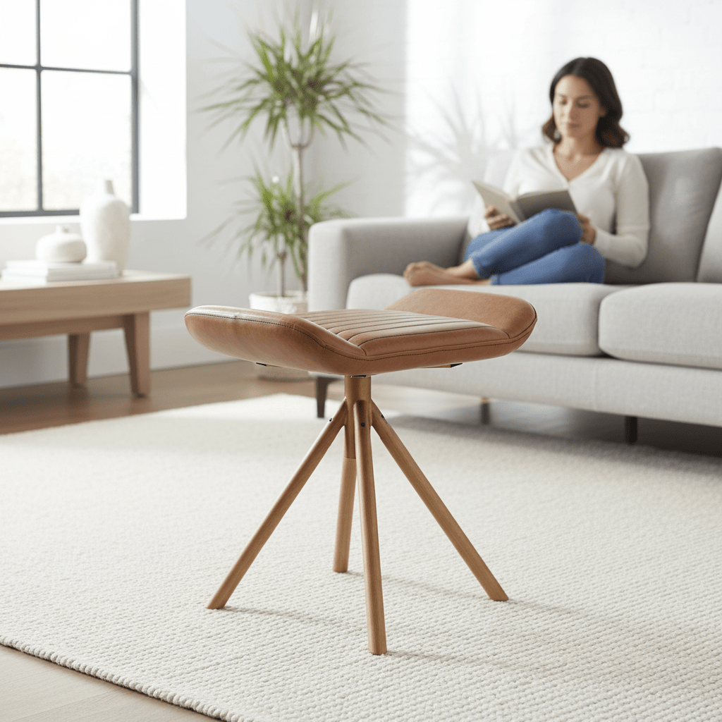 Buffalo Grey Leather Footstool