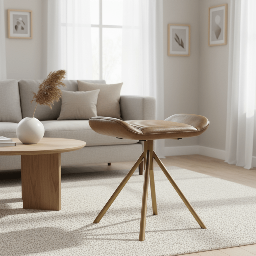 Buffalo Grey Leather Footstool