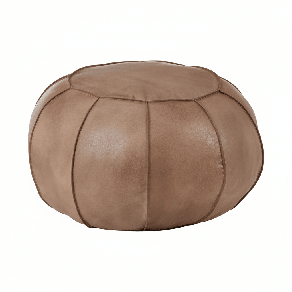 Buffalo Grey Leather Pouffe