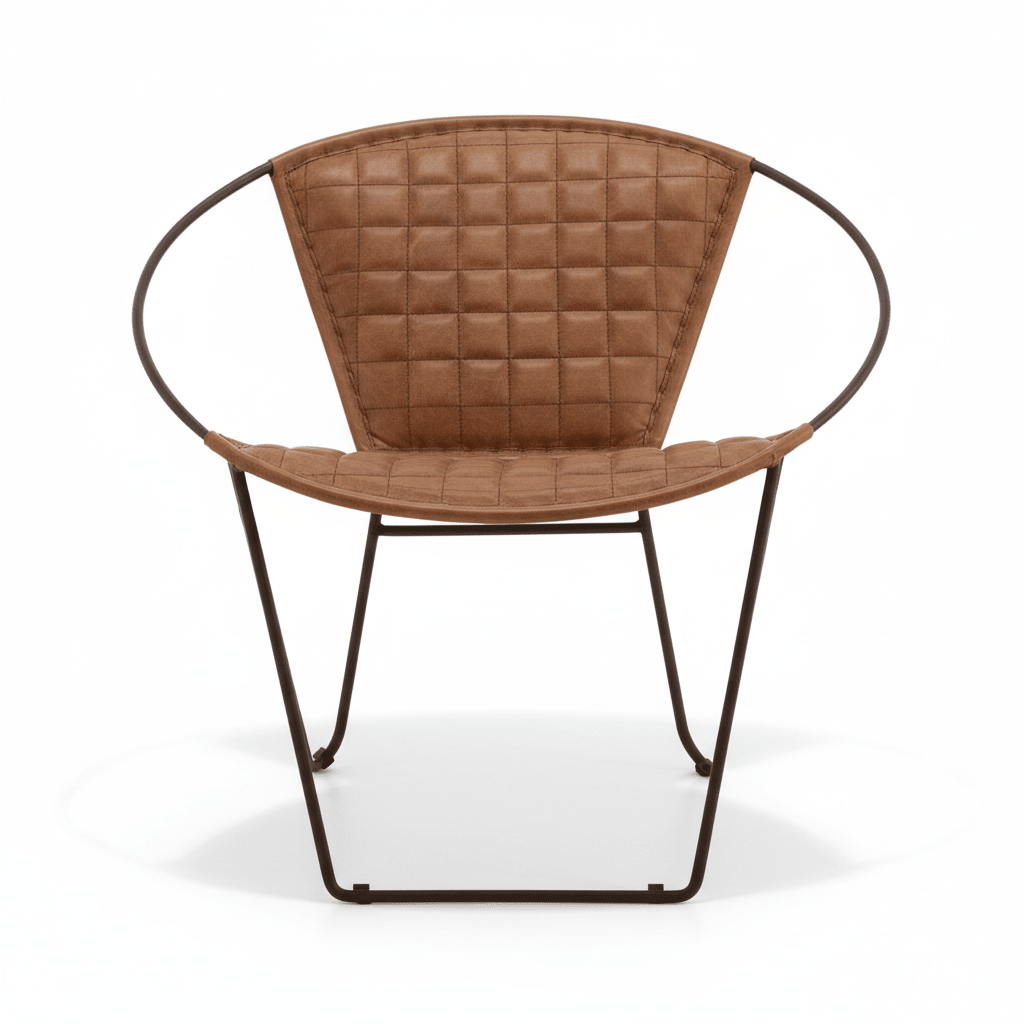 Buffalo Light Brown Leather Iron Chair