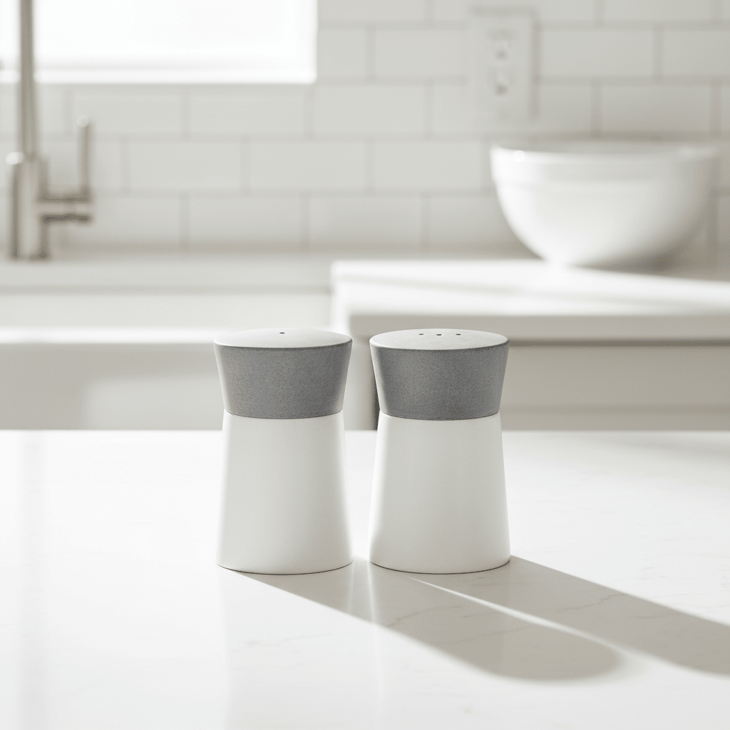 Bulgari White And Grey Finish Salt And Pepper Set