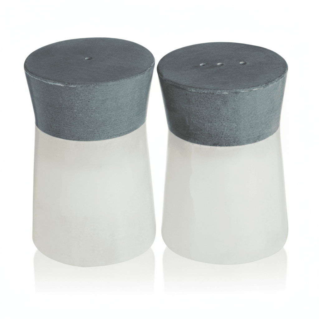 Bulgari White And Grey Finish Salt And Pepper Set