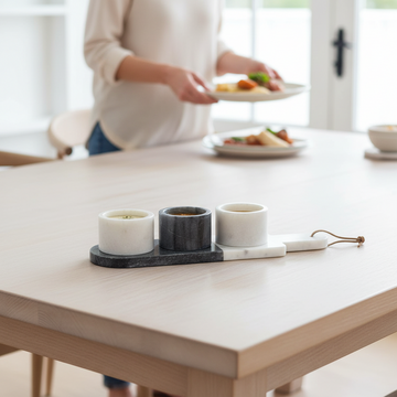 Bulgari Marble Condiment Bowls And Board Set