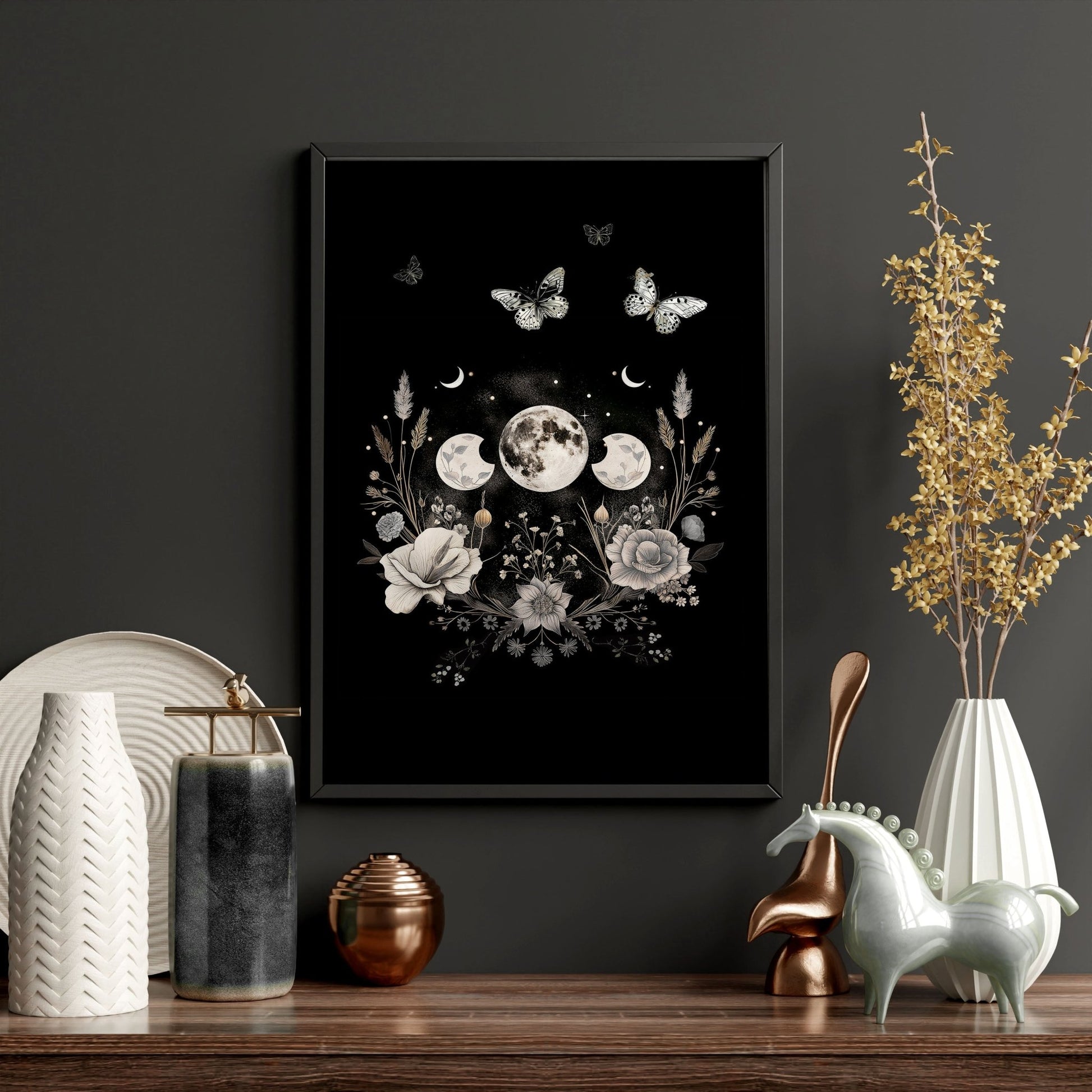 Butterfly Art Wall Decor | Set of 2 Dark Academy Wall art Prints
