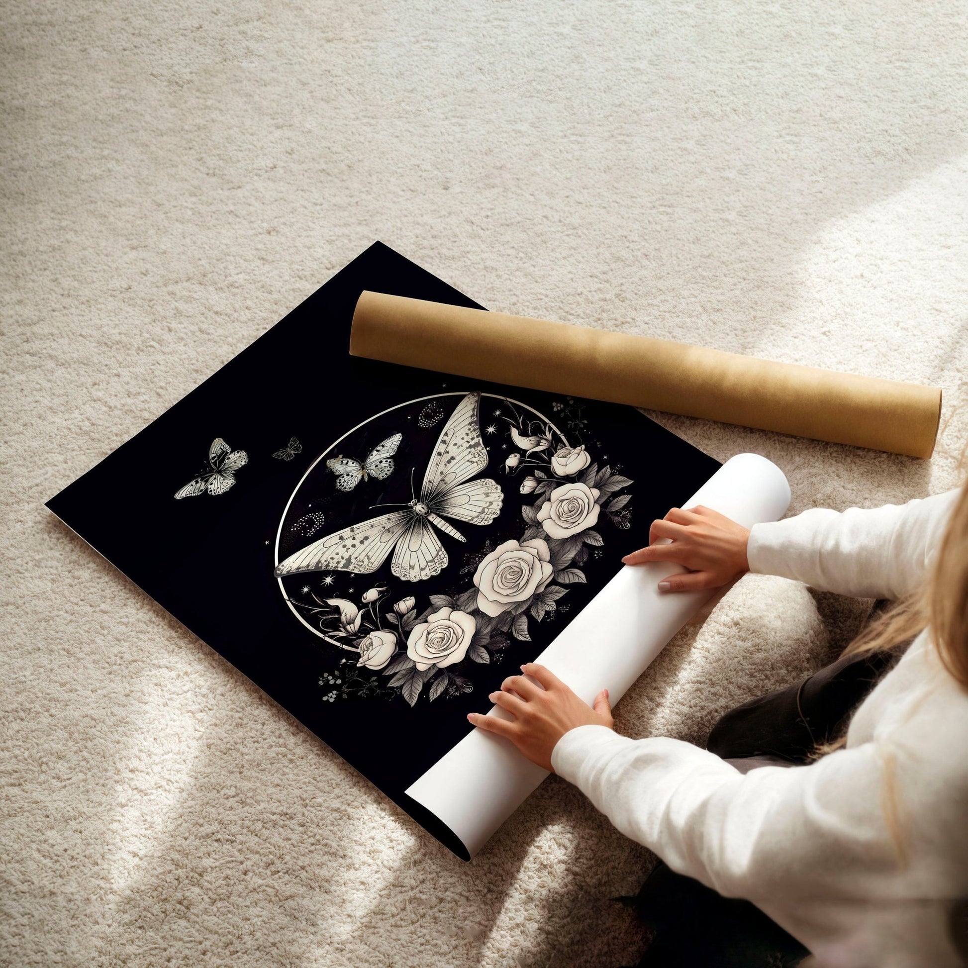 Butterfly Art Wall Decor | Set of 2 Dark Academy Wall art Prints